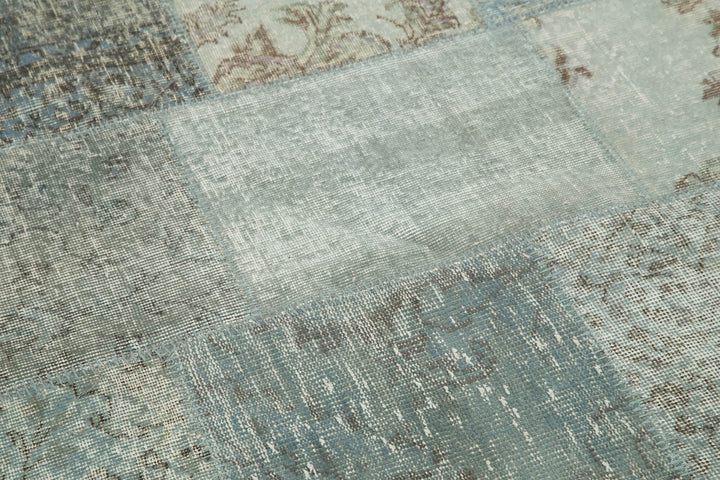 7x7 Blue Round Patchwork Rug - 38666