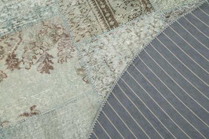 7x7 Blue Round Patchwork Rug - 38666