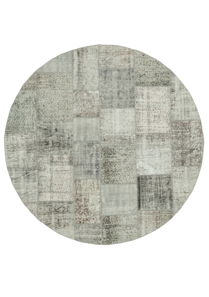 7x7 Grey Round Patchwork Rug - 38670