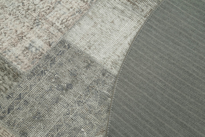 7x7 Grey Round Patchwork Rug - 38670