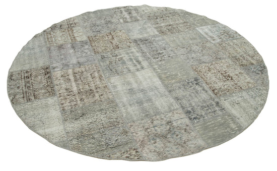 7x7 Grey Round Patchwork Rug - 38677