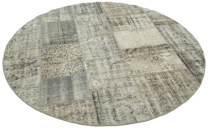 7x7 Grey Round Patchwork Rug - 38684