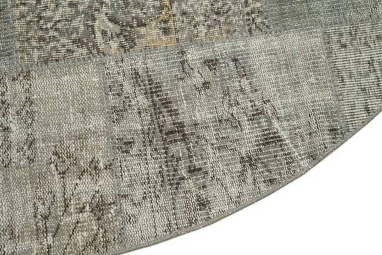 7x7 Grey Round Patchwork Rug - 38684