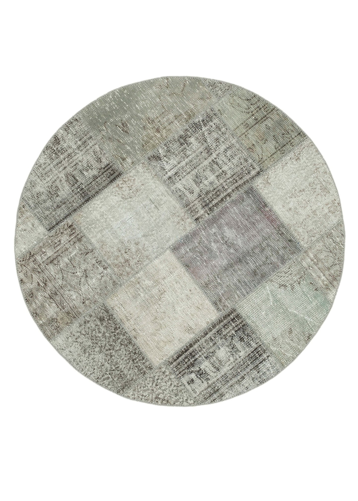 5x5 Grey Round Patchwork Rug - 38695