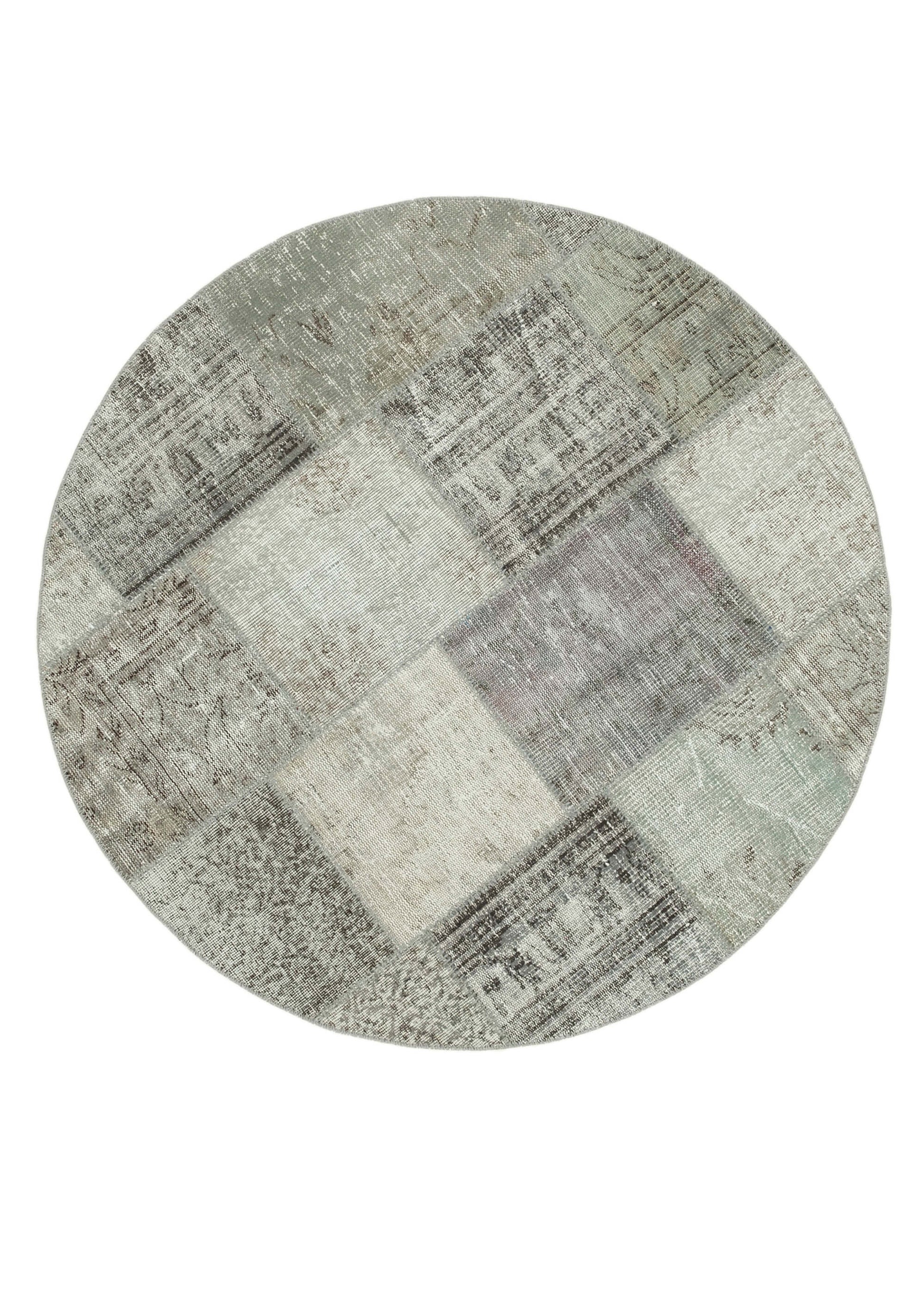 5x5 Grey Round Patchwork Rug - 38695