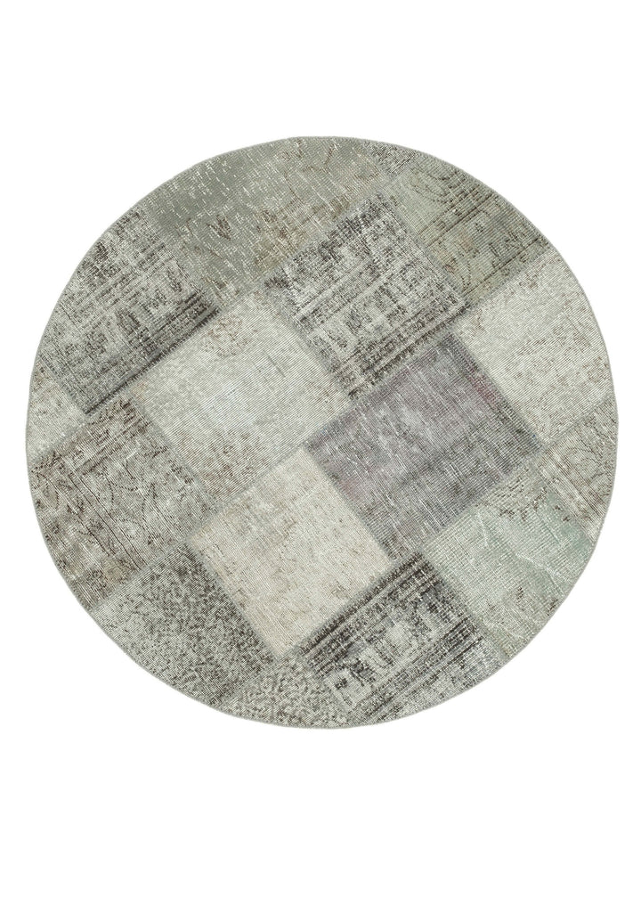 5x5 Grey Round Patchwork Rug - 38695