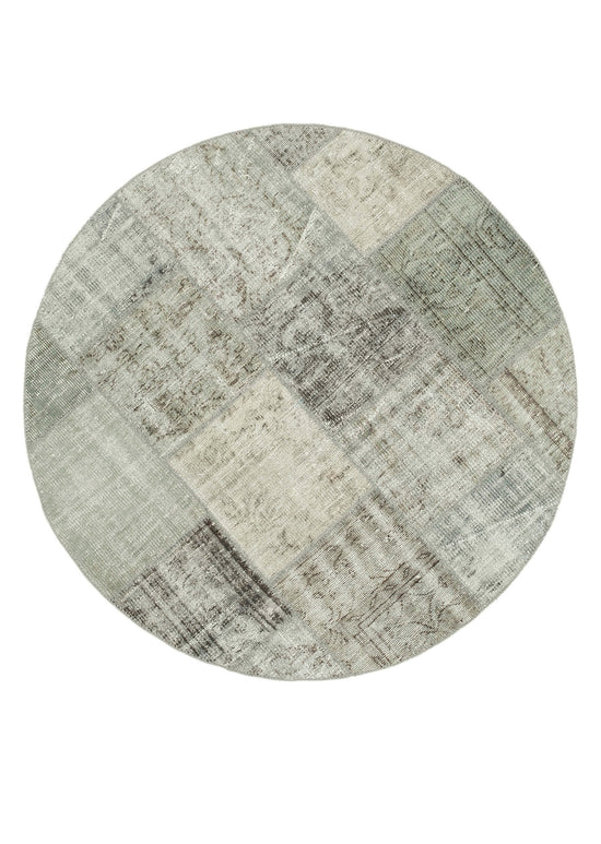 5x5 Grey Round Patchwork Rug - 38696