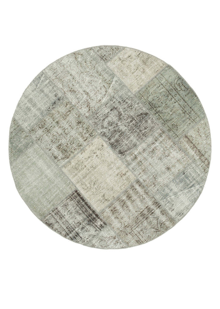 5x5 Grey Round Patchwork Rug - 38696