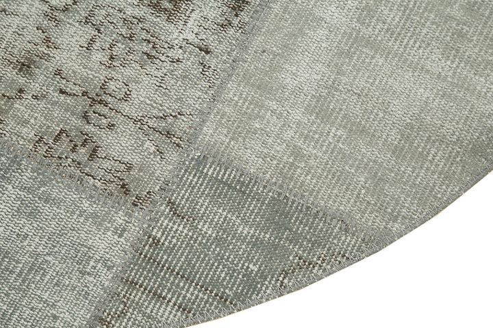 5x5 Grey Round Patchwork Rug - 38696