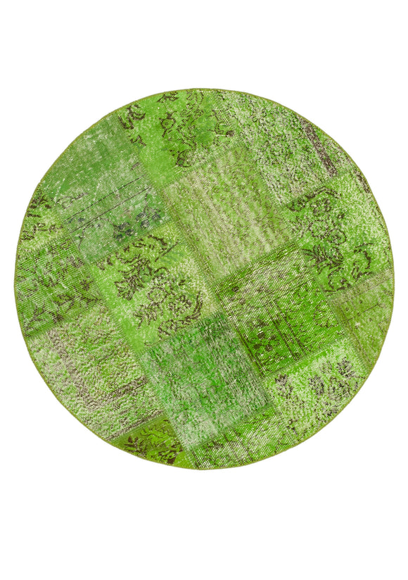 5x5 Green Round Patchwork Rug - 38698