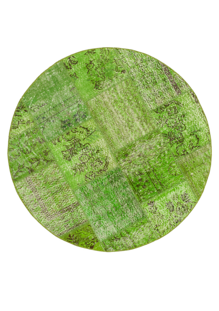 5x5 Green Round Patchwork Rug - 38698