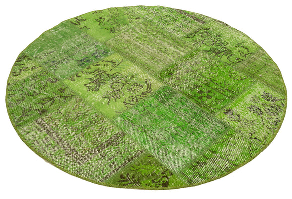 5x5 Green Round Patchwork Rug - 38698