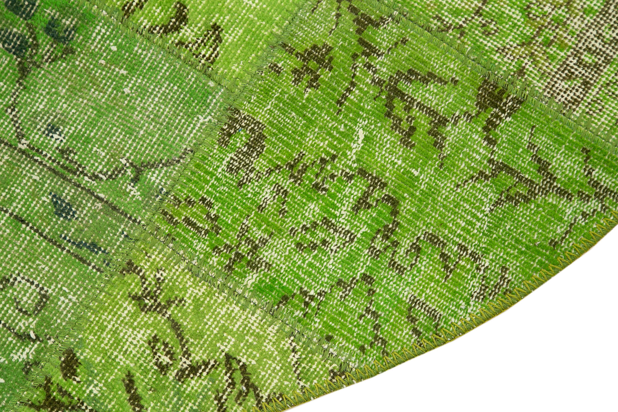 5x5 Green Round Patchwork Rug - 38698