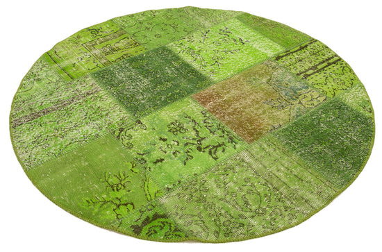 5x5 Green Round Patchwork Rug - 38699