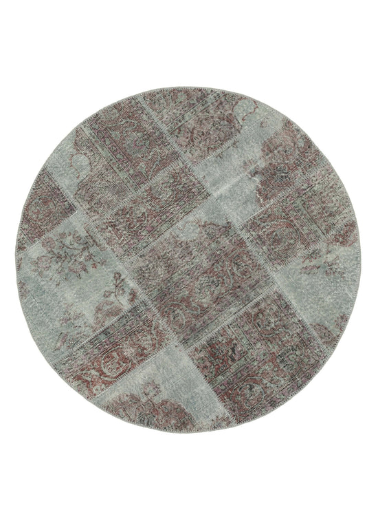 5x5 Grey Round Patchwork Rug - 38700