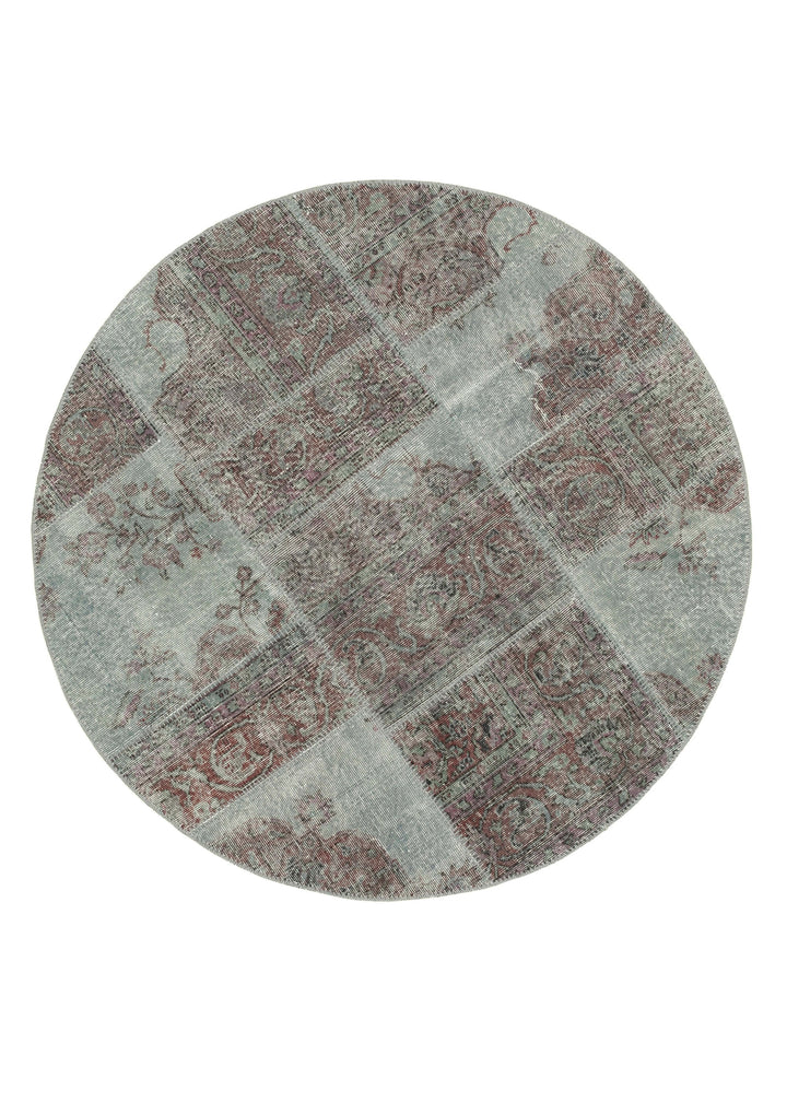 5x5 Grey Round Patchwork Rug - 38700