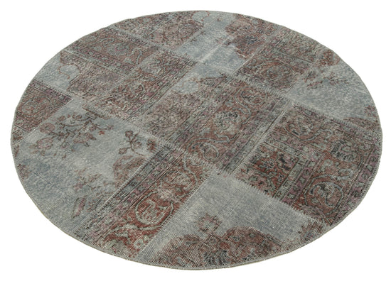 5x5 Grey Round Patchwork Rug - 38700