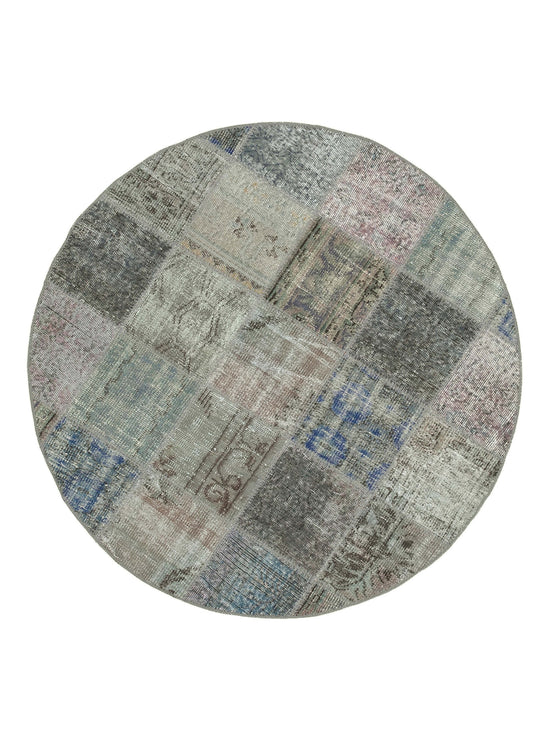 5x5 Grey Round Patchwork Rug - 38705