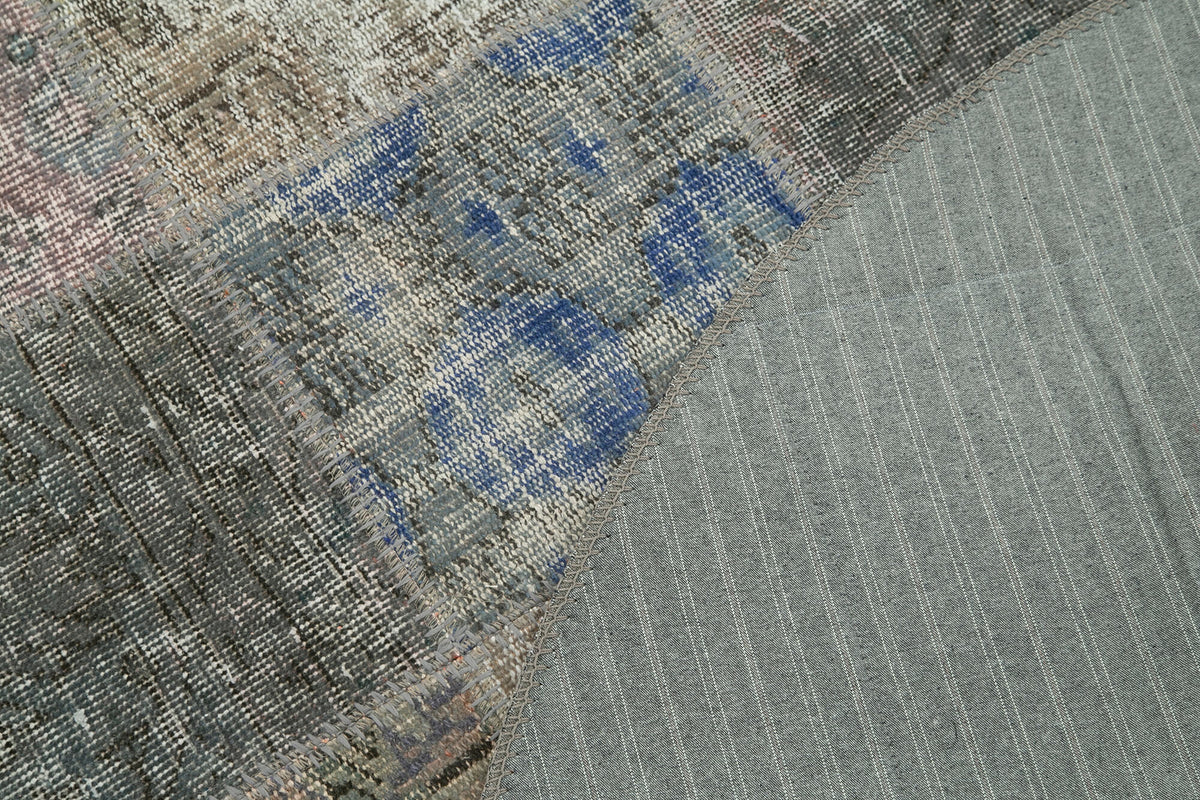 5x5 Grey Round Patchwork Rug - 38705