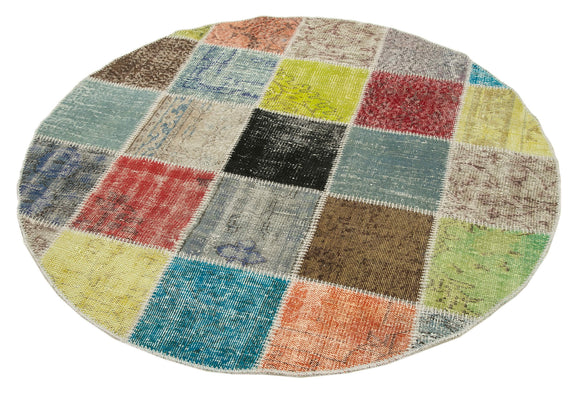 5x5 Multicolor Round Patchwork Rug - 38708