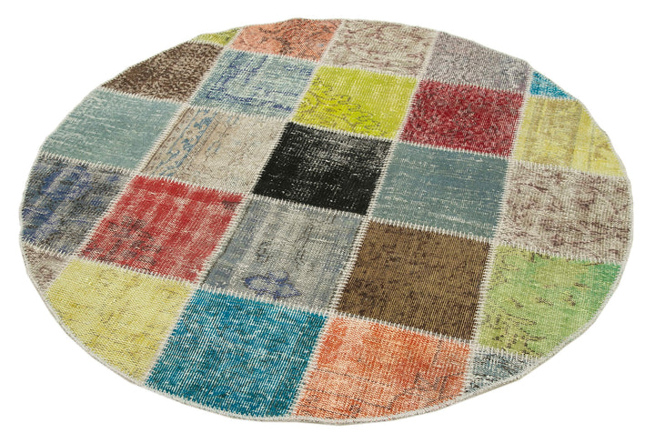 5x5 Multicolor Round Patchwork Rug - 38708
