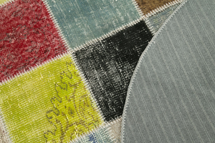 5x5 Multicolor Round Patchwork Rug - 38708