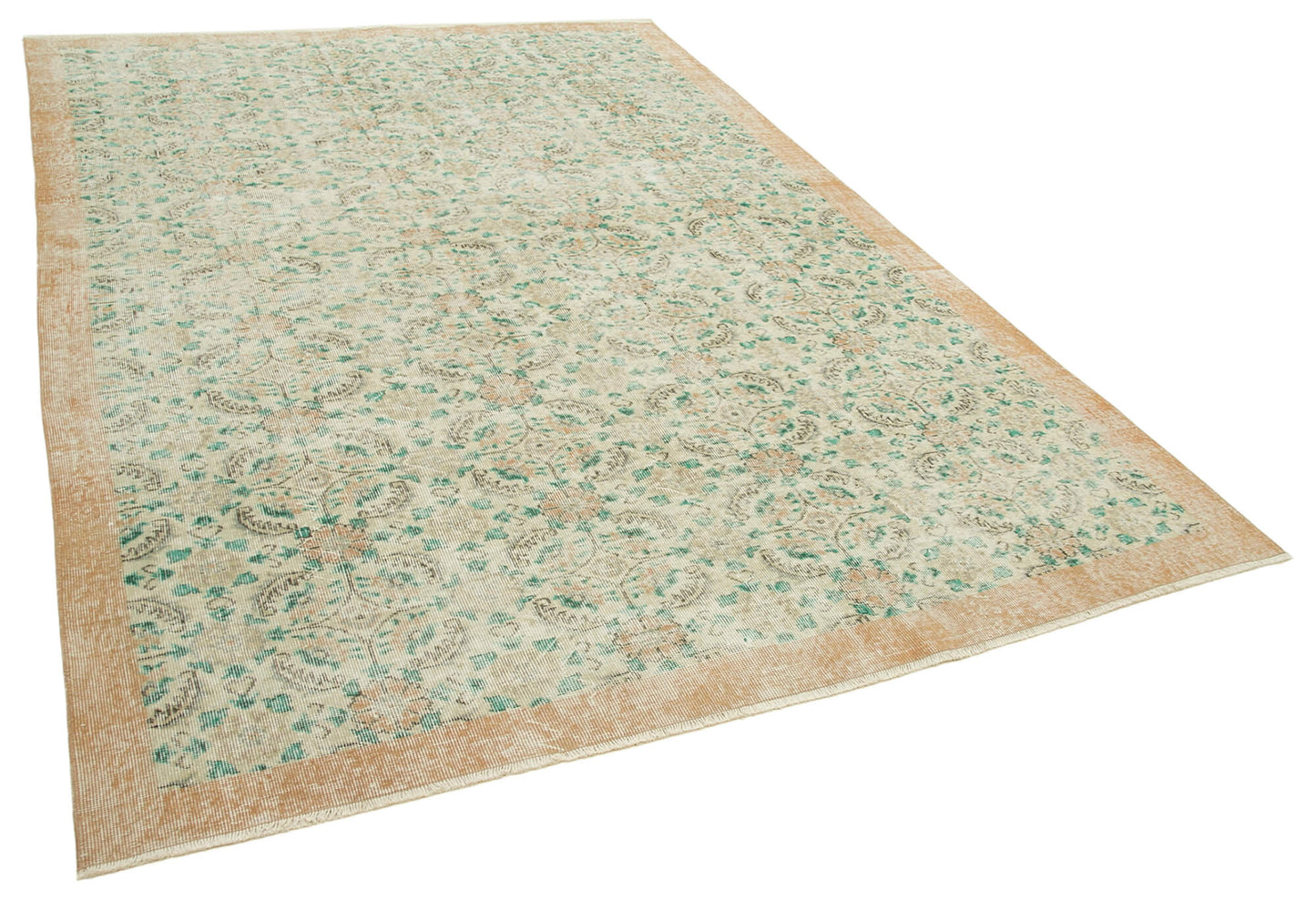 7x10 Beige Turkish Vintage Area Rug - 38729