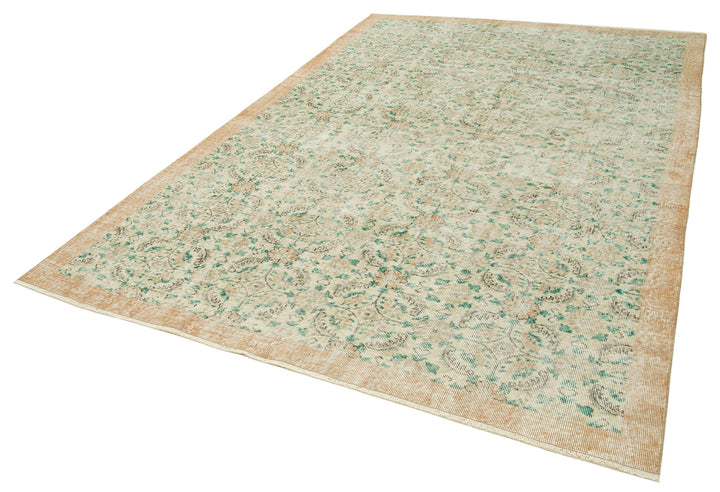 7x10 Beige Turkish Vintage Area Rug - 38729