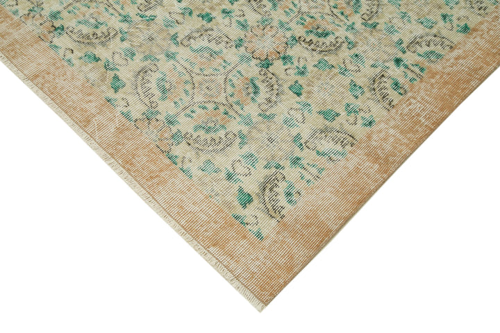 7x10 Beige Turkish Vintage Area Rug - 38729