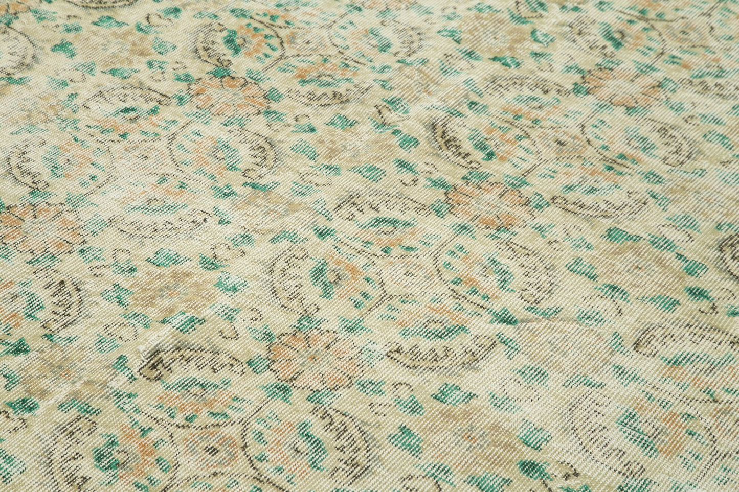 7x10 Beige Turkish Vintage Area Rug - 38729