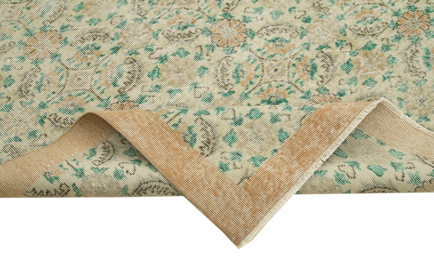 7x10 Beige Turkish Vintage Area Rug - 38729