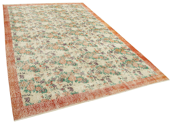 7x10 Beige Turkish Vintage Area Rug - 38751