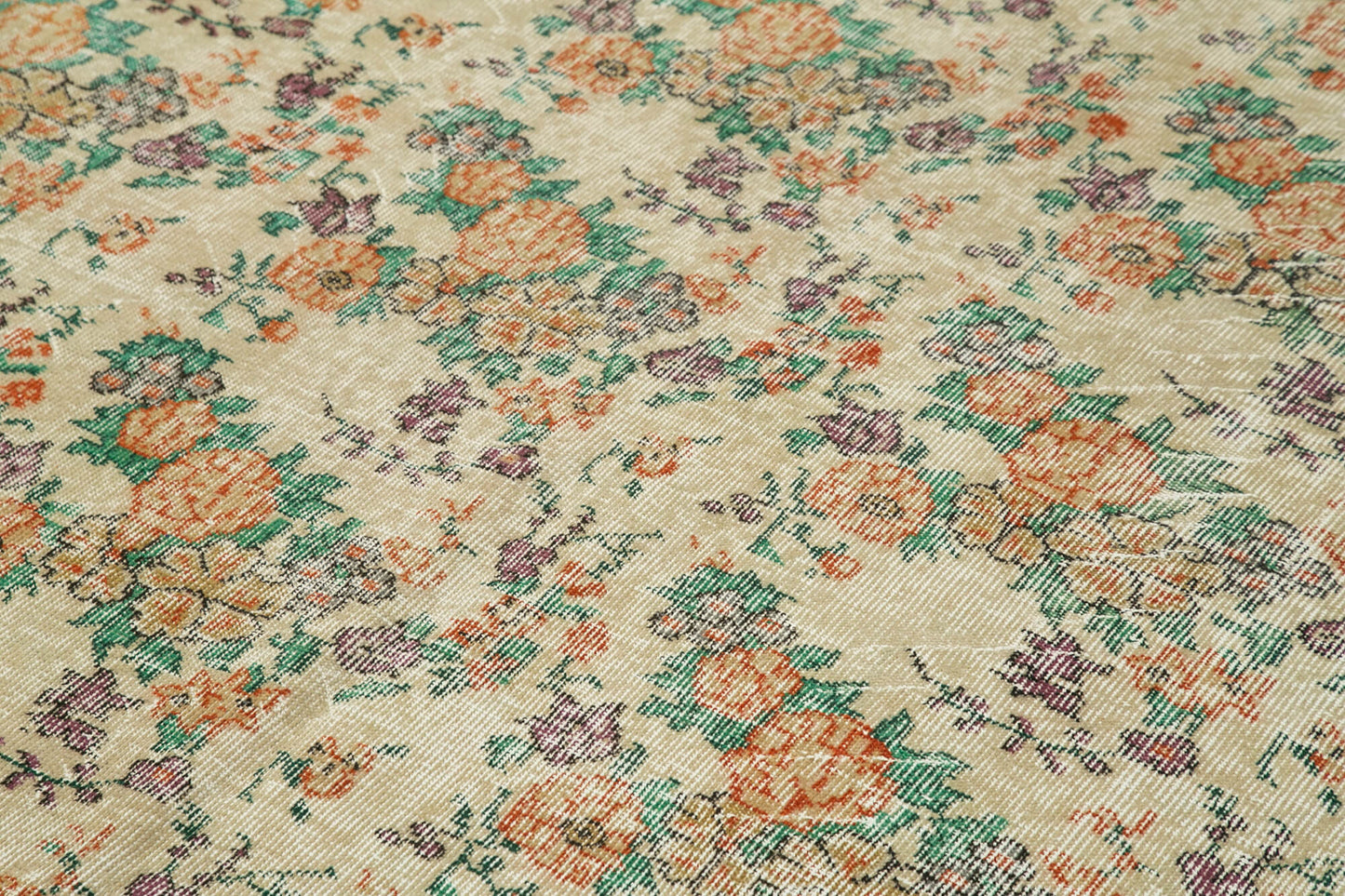 7x10 Beige Turkish Vintage Area Rug - 38751