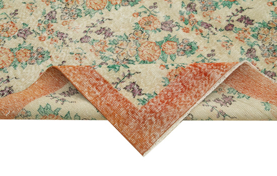 7x10 Beige Turkish Vintage Area Rug - 38751