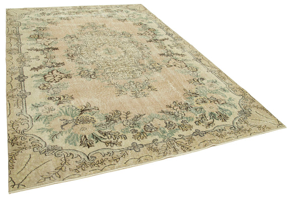 7x10 Beige Turkish Vintage Area Rug - 38790