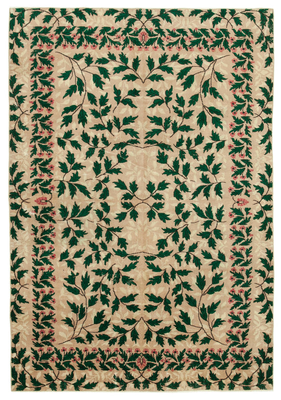 7x10 Beige Turkish Vintage Area Rug - 38792