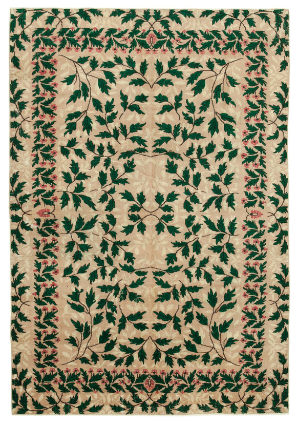 7x10 Beige Turkish Vintage Area Rug - 38792