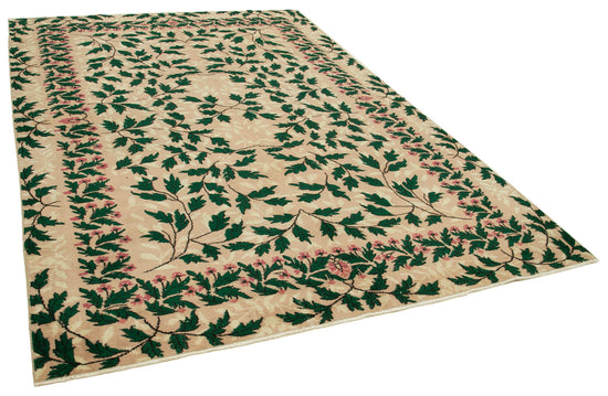 7x10 Beige Turkish Vintage Area Rug - 38792