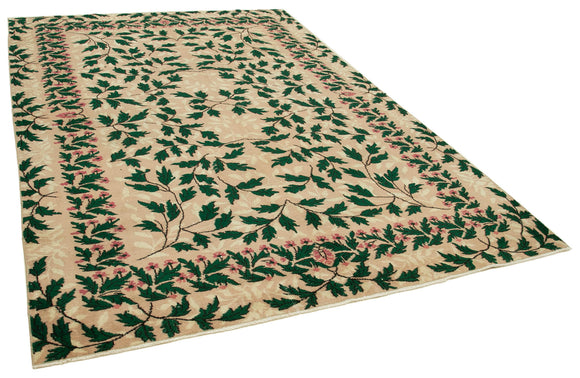 7x10 Beige Turkish Vintage Area Rug - 38792