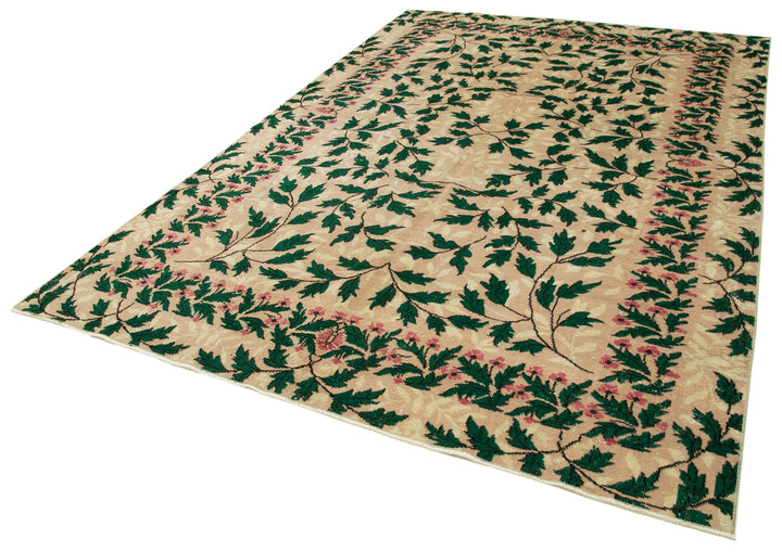 7x10 Beige Turkish Vintage Area Rug - 38792
