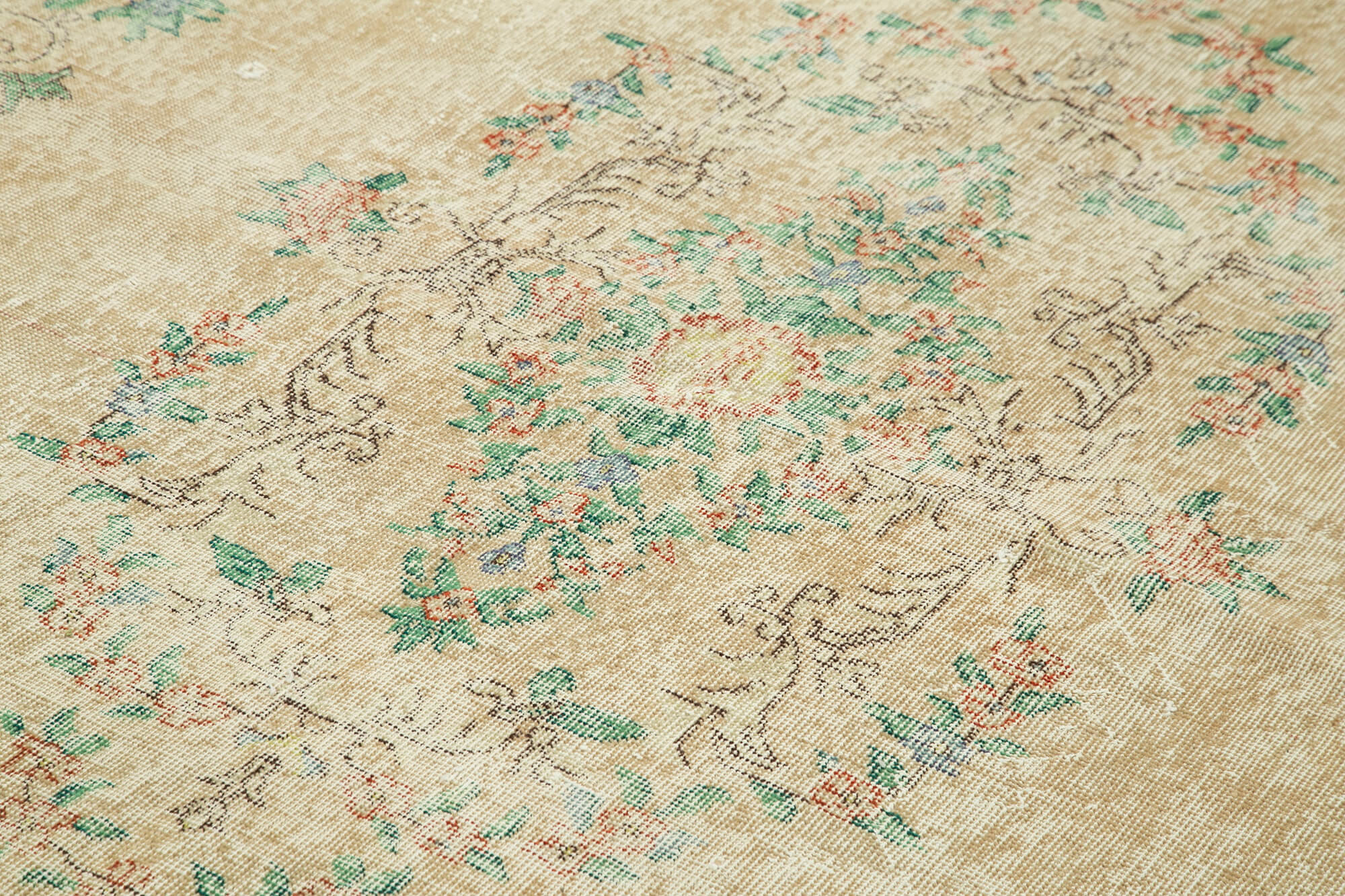 7x11 Beige Turkish Vintage Area Rug - 38815
