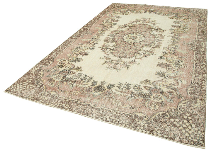 7x11 Beige Turkish Vintage Area Rug - 38822