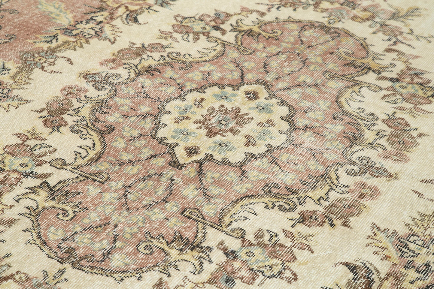 7x11 Beige Turkish Vintage Area Rug - 38822
