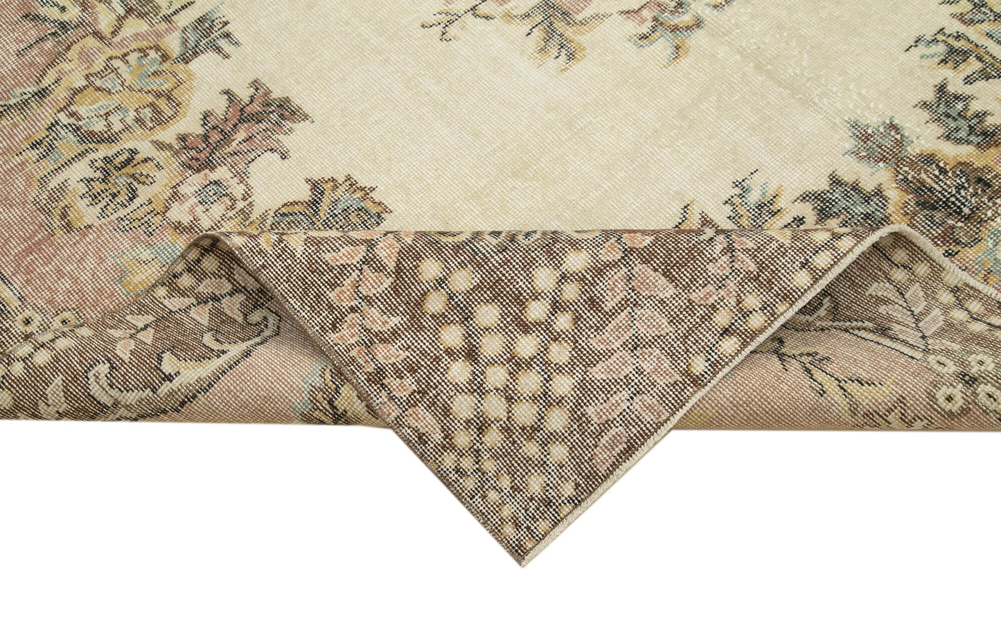 7x11 Beige Turkish Vintage Area Rug - 38822