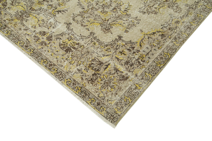 7x10 Beige Turkish Vintage Area Rug - 38824