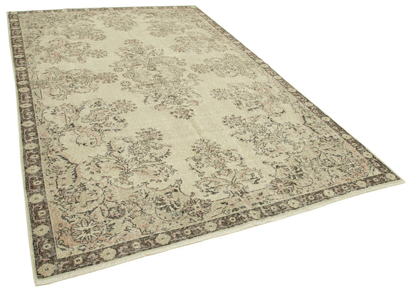 7x10 Beige Turkish Vintage Area Rug - 38826