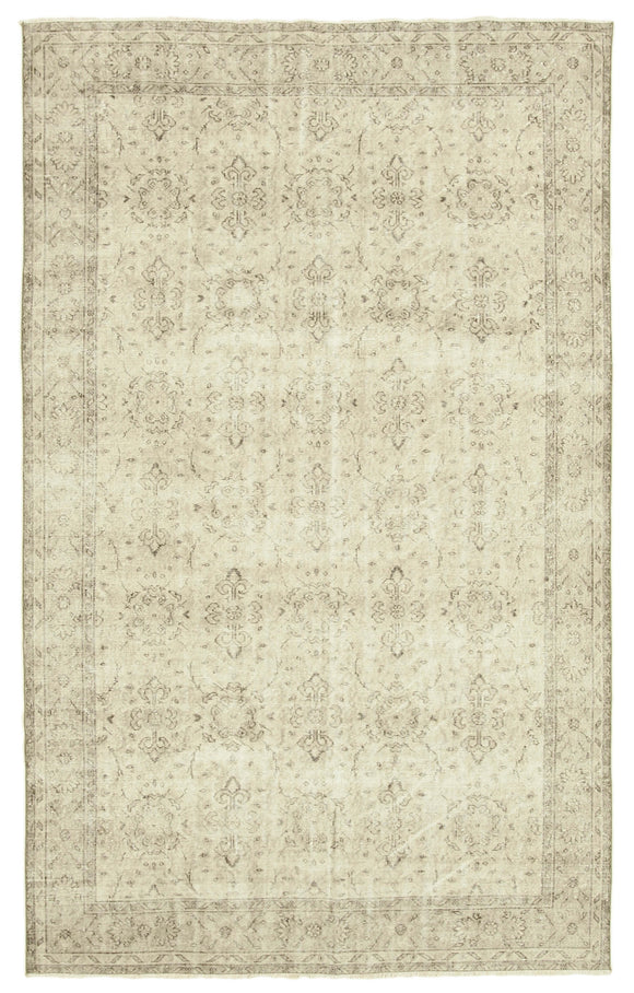 7x11 Beige Turkish Vintage Area Rug - 38829