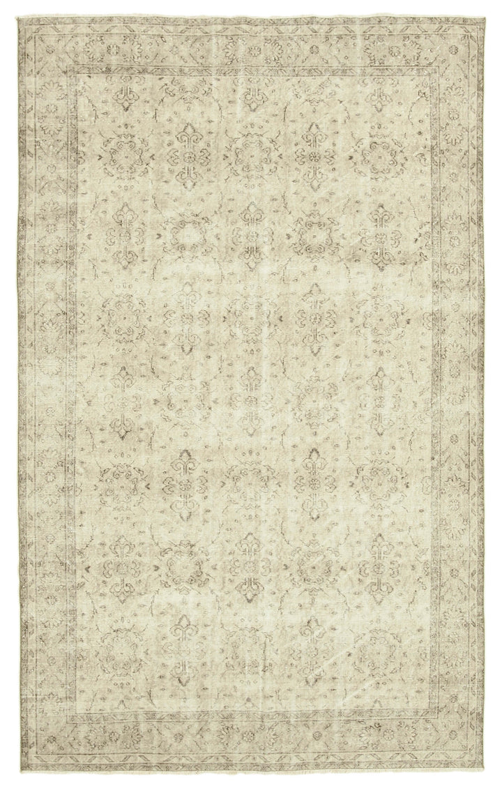 7x11 Beige Turkish Vintage Area Rug - 38829