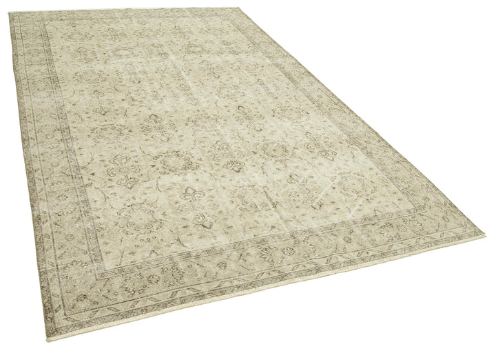 7x11 Beige Turkish Vintage Area Rug - 38829
