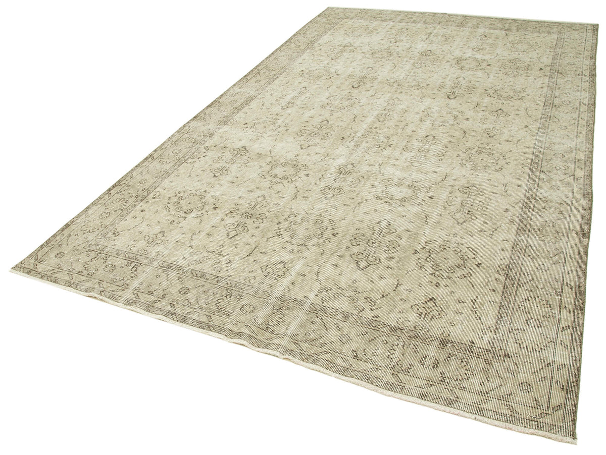 7x11 Beige Turkish Vintage Area Rug - 38829